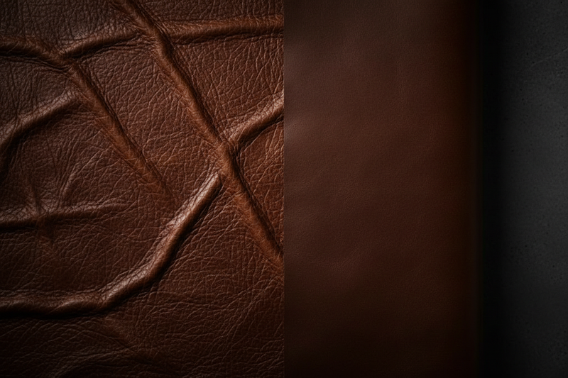 Full grain vs top grain leather texture comparison