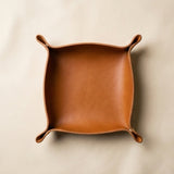 Elatheria Valet snap corner full grain leather catch-all desk tray organizer