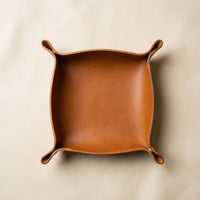 Elatheria Valet snap corner full grain leather catch-all desk tray organizer