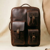 Elatheria Atlas heritage full grain leather rucksack with laptop compartment