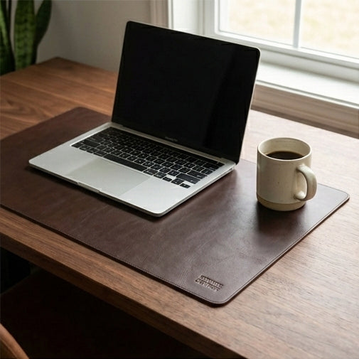 Elatheria Meridian full grain leather executive desk mat blotter home office
