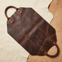 Elatheria Hearthside luxury high grain leather log carrier tote with brass hardware