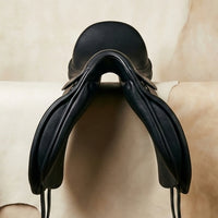 Elatheria Grand Prix premium full grain black leather dressage saddle elite riders