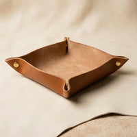 Elatheria Valet snap corner full grain leather catch-all desk tray organizer