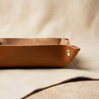 Elatheria Valet snap corner full grain leather catch-all desk tray organizer
