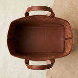 Elatheria Hearthstone pebbled full grain tan leather luxury firewood log carrier