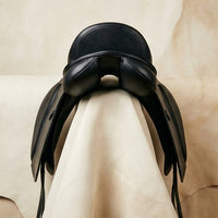 Elatheria Grand Prix premium full grain black leather dressage saddle elite riders