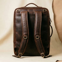 Elatheria Atlas heritage full grain leather rucksack with laptop compartment