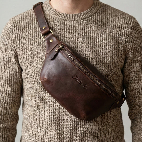 The Roamer Leather Belt Bag and Sling on Model