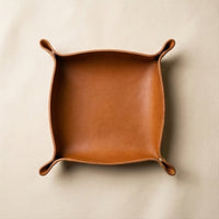 Elatheria Valet snap corner full grain leather catch-all desk tray organizer