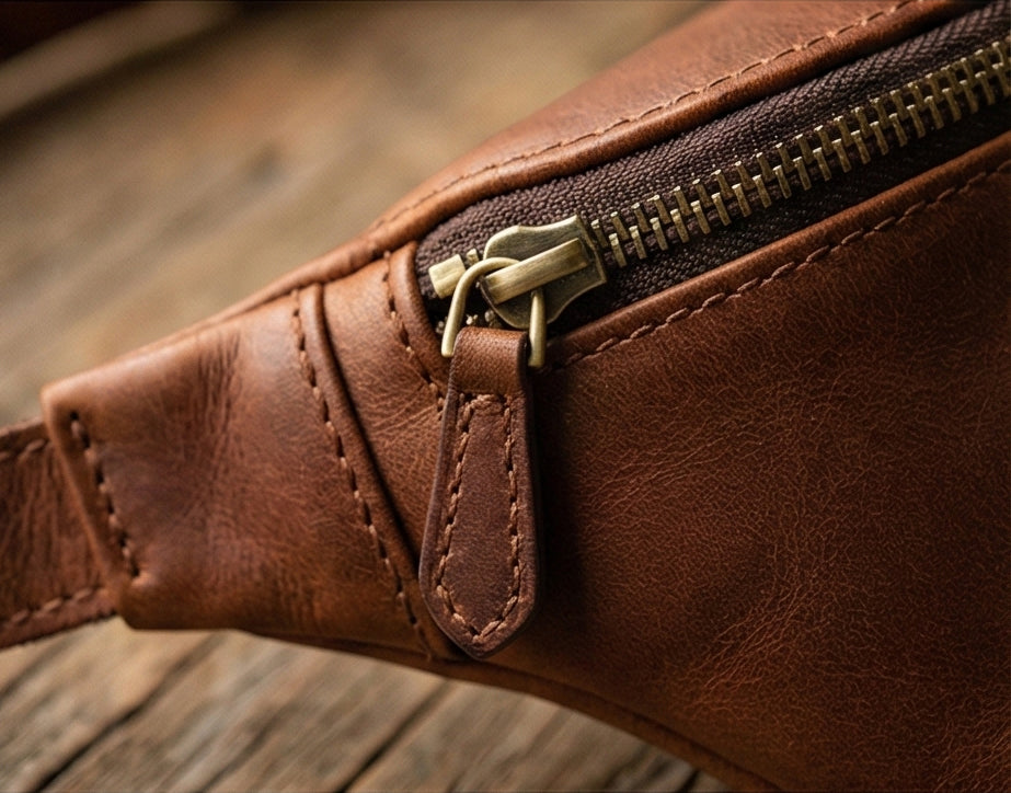 The Roamer Leather Belt Bag and Sling on Model