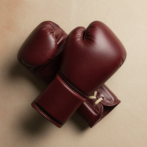 Elatheria Pugilist oxblood full grain leather lace up heritage boxing gloves