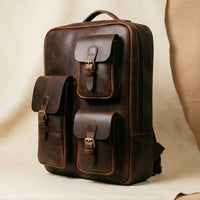 Elatheria Atlas heritage full grain leather rucksack with laptop compartment