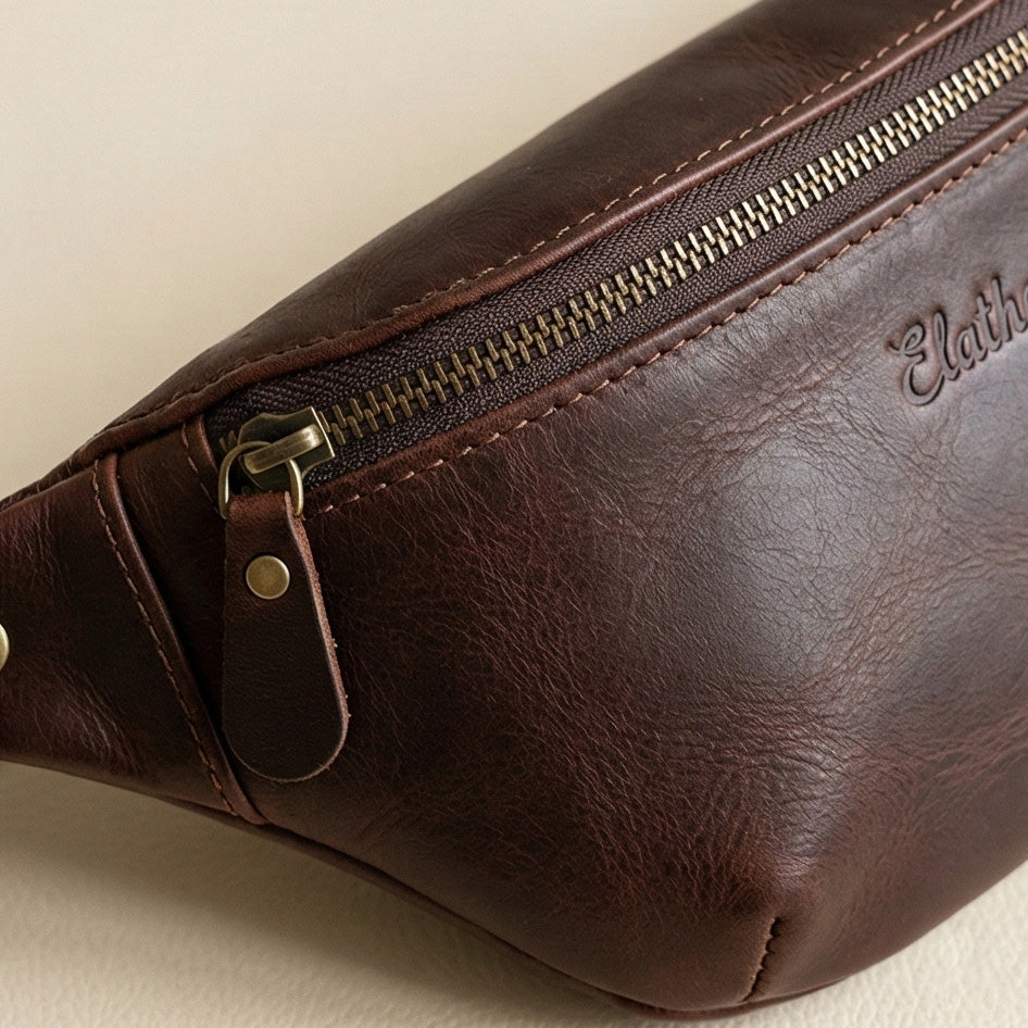 The Roamer Leather Belt Bag and Sling on Model