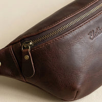 Elatheria Roamer full grain leather belt bag crossbody sling with brass hardware