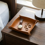 Elatheria Valet snap corner full grain leather catch-all desk tray organizer