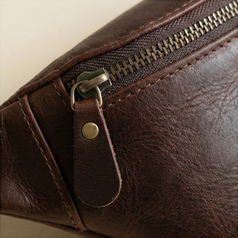 The Roamer Leather Belt Bag and Sling on Model