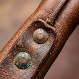 Elatheria Hearthside luxury high grain leather log carrier tote with brass hardware