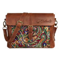 The Royal Paisley | Embroidered Pull-Up Leather Messenger Bag, Personalised Gift