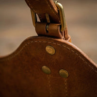 Elatheria Hearthside full grain leather firewood log carrier with brass hardware