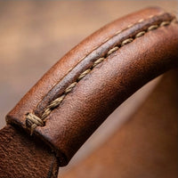 Elatheria Hearthside luxury high grain leather log carrier tote with brass hardware