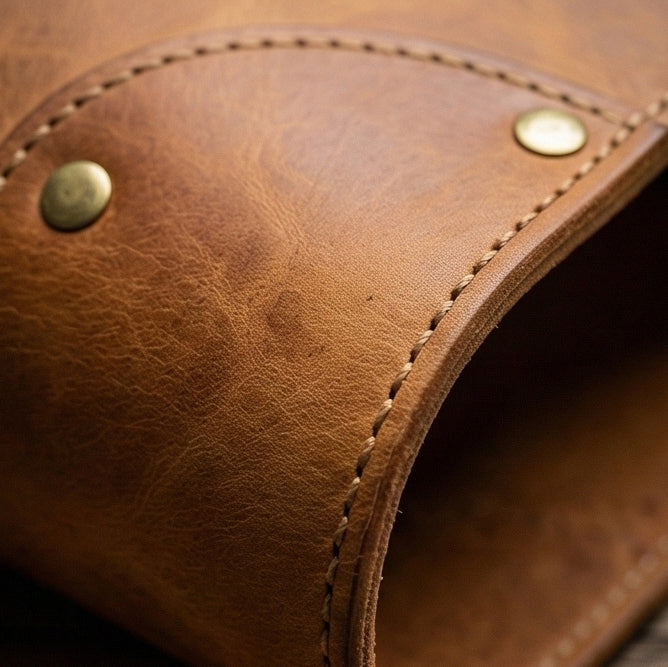 The Hearthside Leather Log Carrier with Firewood