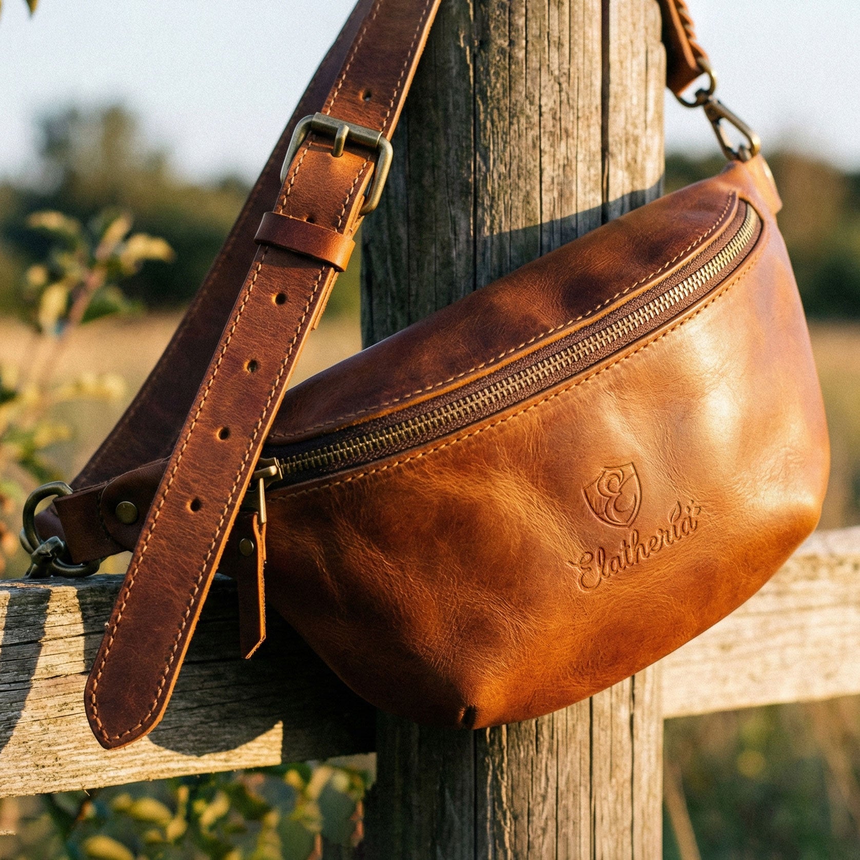 The Roamer Leather Belt Bag and Sling on Model