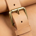 Elatheria Voyager minimalist full grain veg tanned leather roll top backpack