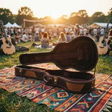 Elatheria Troubadour mosaic patchwork full grain leather acoustic guitar hard case