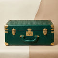 Elatheria Heirloom quilted emerald green leather jewelry trunk brushed brass hardware