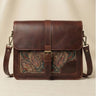 Die Artisan – Vintage Pull-Up-Leder Messenger Bag mit Paisley-Stickerei