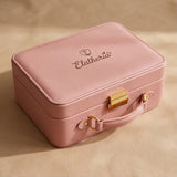 Elatheria Keepsake blush pink leather memory box jewelry organizer velvet interior