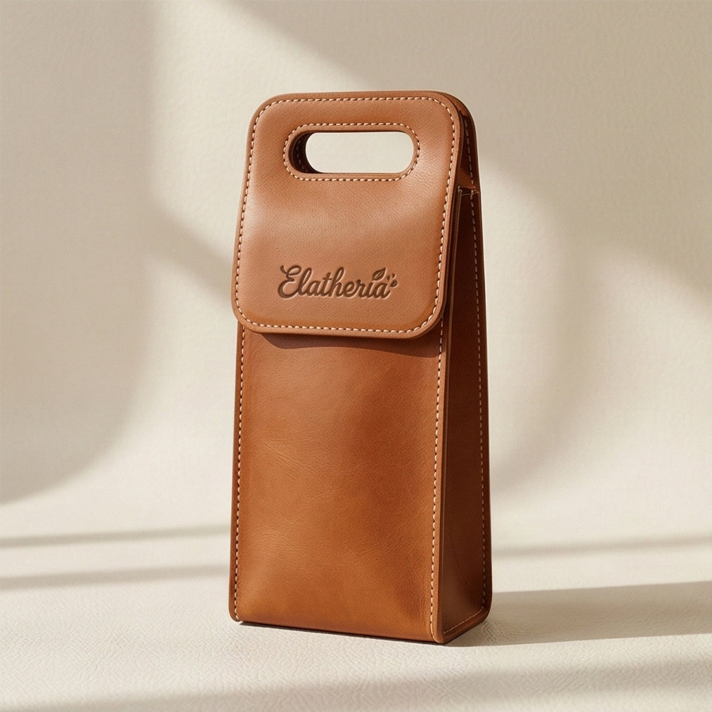 The Vintner 2.0 Leather Wine Tote with Bottle