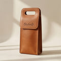 Elatheria Vintner 2.0 full grain leather wine bottle carrier tote with brass hardware
