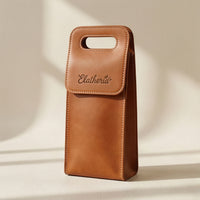 Elatheria Vintner 2.0 full grain leather wine bottle carrier tote with brass hardware