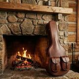 Elatheria Troubadour premium chestnut full grain leather acoustic guitar hard case