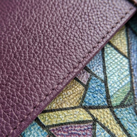 Elatheria Mosaic geometric embroidered full grain leather structured satchel in tan