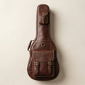 Elatheria Session pull-up leather acoustic guitar gig bag with velvet lining, front view, gift for guitarist