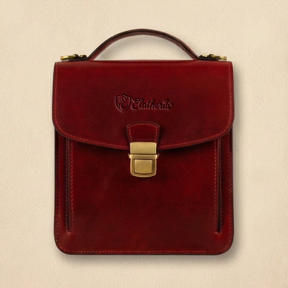 The Scribe Vertical Leather Crossbody Mini Briefcase