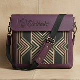 The Mosaic Geometric Leather Satchel in Regal Plum