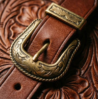 Outlaw leather hard case carry handle and hardware detail, gift for musician or gift for guitarist