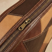 Troubadour Mosaic leather gig bag carry handle detail, gift for musician or gift for guitarist