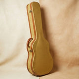 Elatheria Stagehand vintage tweed full grain leather guitar hard case crimson velvet