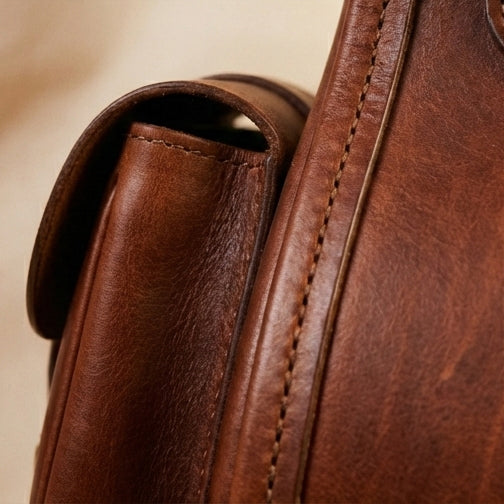 Elatheria Troubadour premium chestnut full grain leather acoustic guitar hard case