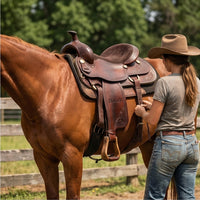 Elatheria Mustang hand tooled floral full grain western leather horse saddle