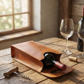 Elatheria Vintner 2.0 full grain leather wine bottle carrier tote with brass hardware