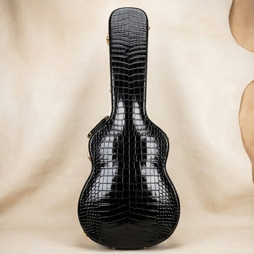 Elatheria Maestro exotic alligator embossed leather guitar hard case gold hardware