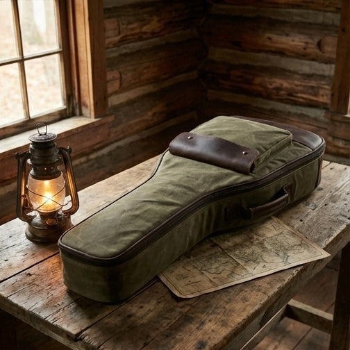 The Troubadour | Waxed Canvas & Full-Grain Leather Guitar Gig Bag