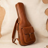 Maestro padded leather gig bag close-up of strap hardware, personalised initials or monogram embossing available
