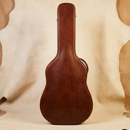 Elatheria Troubadour premium chestnut full grain leather acoustic guitar hard case